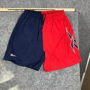 Reebok Shorts Mens Size M Red Navy Colorblock Nylon Mesh Lined Retro 90s Gym